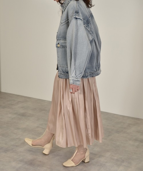 w closet（ダブルクローゼット）の「シャイニーサテン×チュールリバーシブルスカート（スカート・レディース・モカ/ベージュ・マルチサイズ）」の11枚目の写真