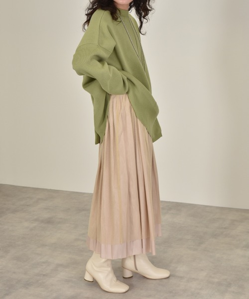 w closet（ダブルクローゼット）の「シャイニーサテン×チュールリバーシブルスカート（スカート・レディース・モカ/ベージュ・マルチサイズ）」の18枚目の写真