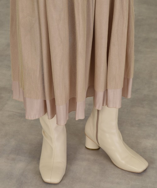 w closet（ダブルクローゼット）の「シャイニーサテン×チュールリバーシブルスカート（スカート・レディース・モカ/ベージュ・マルチサイズ）」の19枚目の写真