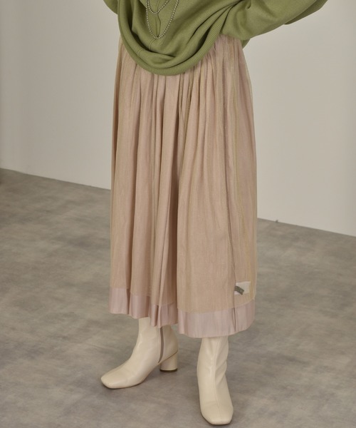 w closet（ダブルクローゼット）の「シャイニーサテン×チュールリバーシブルスカート（スカート・レディース・モカ/ベージュ・マルチサイズ）」の20枚目の写真