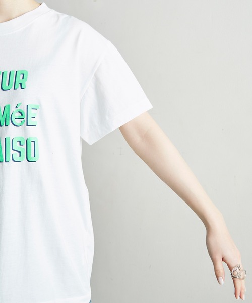 note et silence (ノートエシロンス)の「PARAISO ロゴT(Tシャツ/カットソー・レディース・ベージュ/チャコールグレー/ホワイト・FREE)」の7枚目の写真