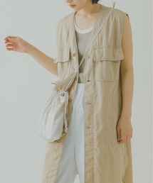 「KHA:KI / カーキ」ミリタリーコットンサテンロングベスト"TYPE C-1 LONG VEST"