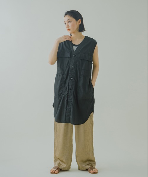 kha:ki(カーキ)の「「KHA:KI / カーキ」ミリタリーコットンサテンロングベスト"TYPE C-1 LONG VEST"(ベスト・レディース・ブラック/ベージュ/カーキ・1/2)」の17枚目の写真