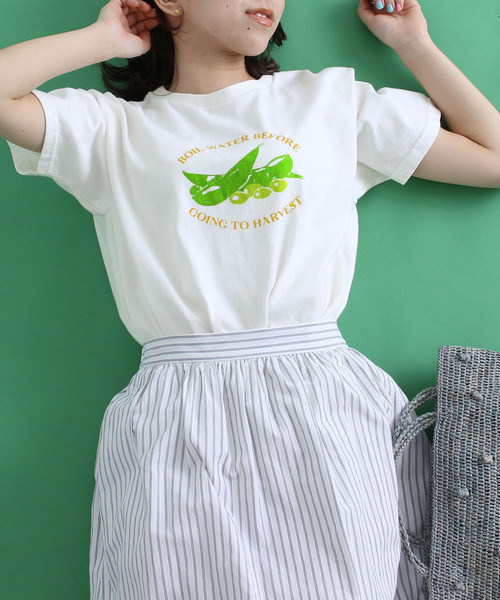 PAR ICI(パーリッシィ)の「VEGETABLE T-SHIRT(Tシャツ/カットソー・レディース・グリーン/レッド/イエロー・FREE)」の2枚目の写真