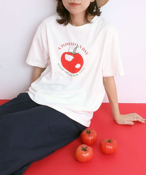 PAR ICI(パーリッシィ)の「VEGETABLE T-SHIRT(Tシャツ/カットソー・レディース・グリーン/レッド/イエロー・FREE)」の6枚目の写真