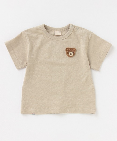 petit main（プティマイン）の「かぎ編みモチーフつきTシャツ（Tシャツ/カットソー・キッズ・ホワイト/カーキ/ブルー・80ｃｍ/90cm/110cm/100cm/120cm/130cm）」の3枚目の写真