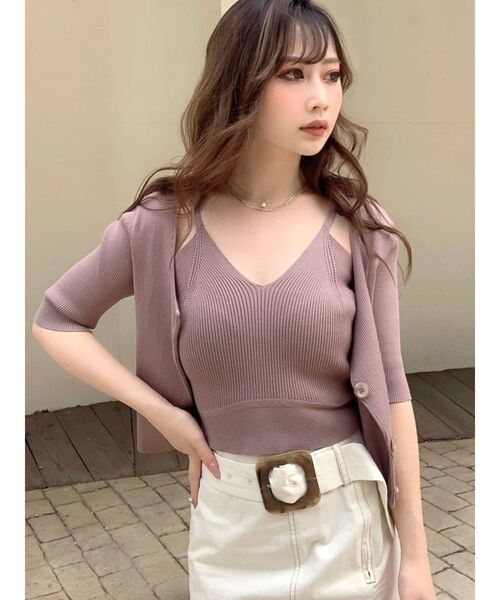 RESEXXY（リゼクシー）の「2WAYリブニットトップス【セット着用可能】（ニット/セーター・レディース・ブラック/グリーン/モカ・FREE）」の3枚目の写真