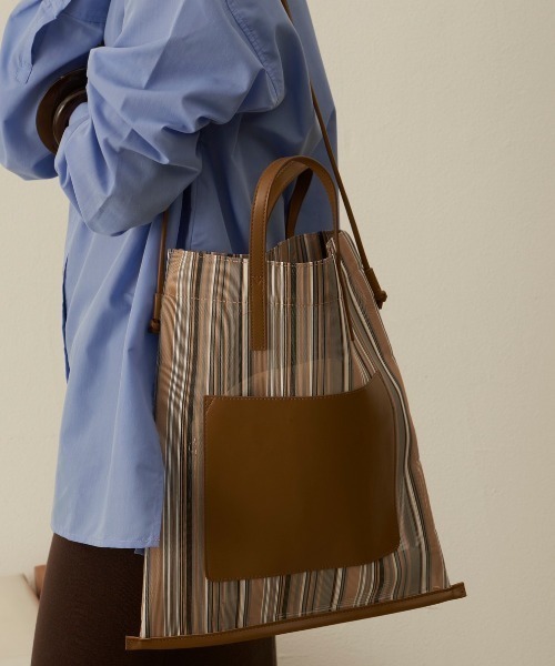 Aunt Marie's（アントマリーズ）の「シアーストライプパイピングトート / ショルダーバッグ（トートバッグ・レディース・ブラック/ブラウン/その他・FREE）」の2枚目の写真