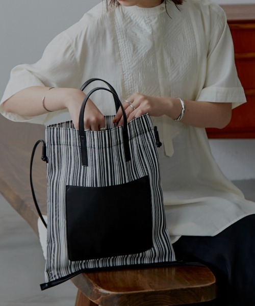 Aunt Marie's（アントマリーズ）の「シアーストライプパイピングトート / ショルダーバッグ（トートバッグ・レディース・ブラック/ブラウン/その他・FREE）」の3枚目の写真