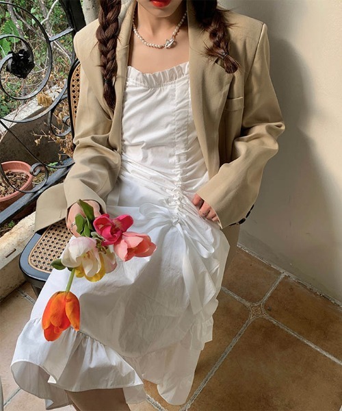 セール】スリット付きフリルキャミワンピース（ワンピース）｜MAISON