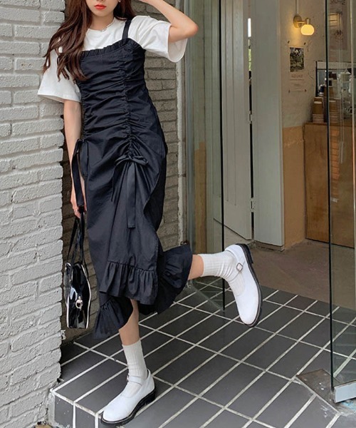 MAISON DE THERESE(メゾン ド テレーズ)の「スリット付きフリルキャミワンピース(ワンピース・レディース・ホワイト/ブラック・S/M)」の6枚目の写真