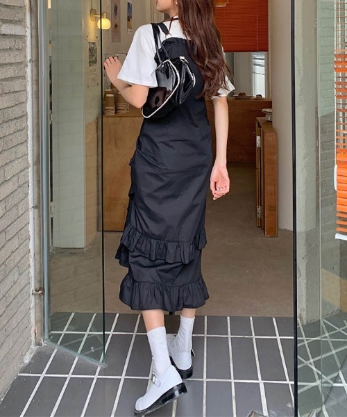 MAISON DE THERESE(メゾン ド テレーズ)の「スリット付きフリルキャミワンピース(ワンピース・レディース・ホワイト/ブラック・S/M)」の7枚目の写真