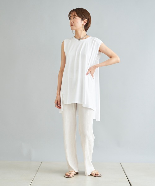 DouDou（ドゥドゥ）の「イレギュラーヘムタンク（Tシャツ/カットソー・レディース・オフホワイト/ベージュ/チャコールグレー・FREE）」の10枚目の写真