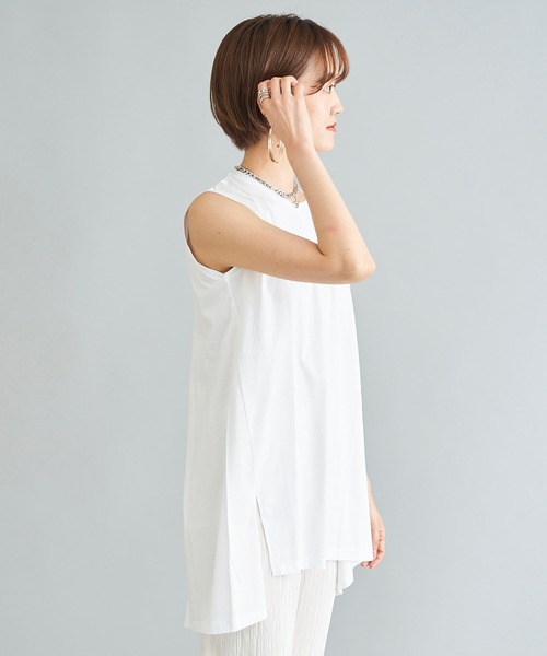 DouDou（ドゥドゥ）の「イレギュラーヘムタンク（Tシャツ/カットソー・レディース・オフホワイト/ベージュ/チャコールグレー・FREE）」の14枚目の写真