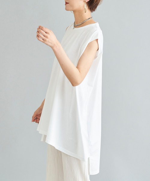 DouDou（ドゥドゥ）の「イレギュラーヘムタンク（Tシャツ/カットソー・レディース・オフホワイト/ベージュ/チャコールグレー・FREE）」の15枚目の写真