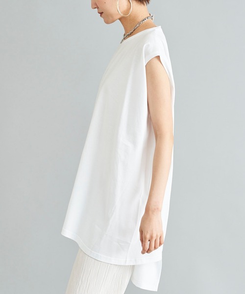 DouDou（ドゥドゥ）の「イレギュラーヘムタンク（Tシャツ/カットソー・レディース・オフホワイト/ベージュ/チャコールグレー・FREE）」の16枚目の写真