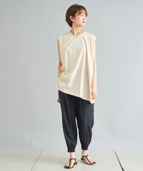 DouDou（ドゥドゥ）の「イレギュラーヘムタンク（Tシャツ/カットソー・レディース・オフホワイト/ベージュ/チャコールグレー・FREE）」の18枚目の写真