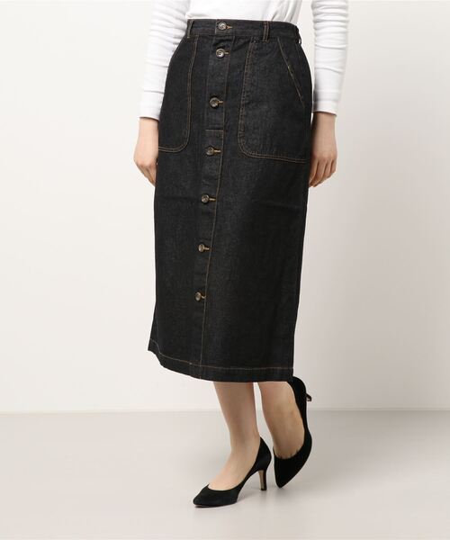 ehka sopo(エヘカソポ)の「【橋下美好×ehka sopo】フロントボタンスカート(スカート・レディース・ブラック/ベージュ/ブルー/グリーン・フリ-)」の7枚目の写真