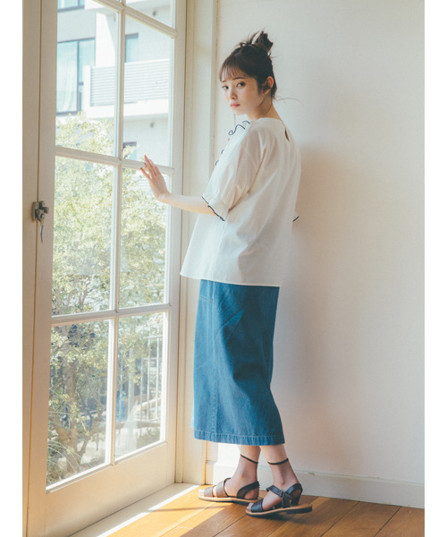 ehka sopo(エヘカソポ)の「【橋下美好×ehka sopo】フロントボタンスカート(スカート・レディース・ブラック/ベージュ/ブルー/グリーン・フリ-)」の12枚目の写真