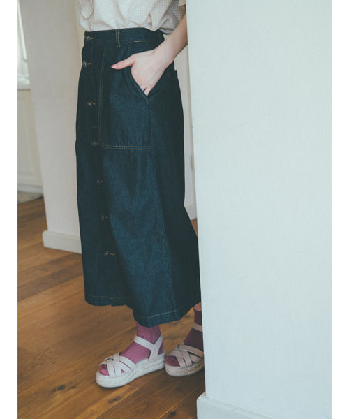 ehka sopo(エヘカソポ)の「【橋下美好×ehka sopo】フロントボタンスカート(スカート・レディース・ブラック/ベージュ/ブルー/グリーン・フリ-)」の14枚目の写真