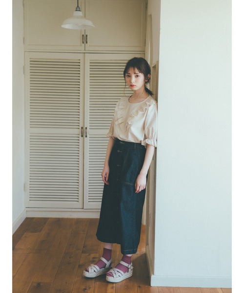 ehka sopo(エヘカソポ)の「【橋下美好×ehka sopo】フロントボタンスカート(スカート・レディース・ブラック/ベージュ/ブルー/グリーン・フリ-)」の15枚目の写真