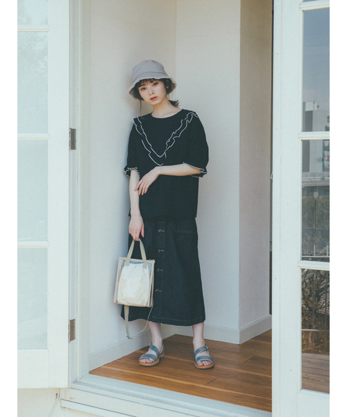 ehka sopo(エヘカソポ)の「【橋下美好×ehka sopo】フロントボタンスカート(スカート・レディース・ブラック/ベージュ/ブルー/グリーン・フリ-)」の19枚目の写真