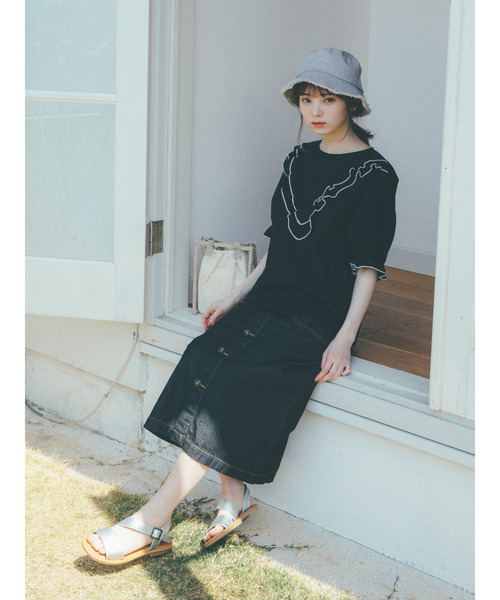 ehka sopo(エヘカソポ)の「【橋下美好×ehka sopo】フロントボタンスカート(スカート・レディース・ブラック/ベージュ/ブルー/グリーン・フリ-)」の21枚目の写真