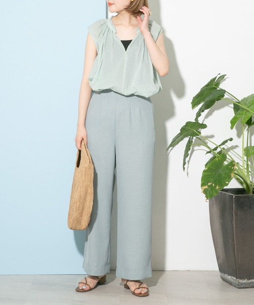 UR Lab.（アーバンリサーチラボ）の「リネンライクタックパンツ（その他パンツ・レディース・グレー/ミント/ブラウン/イエロー・FREE）」の6枚目の写真