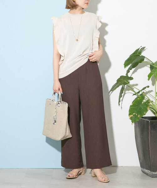 UR Lab.（アーバンリサーチラボ）の「リネンライクタックパンツ（その他パンツ・レディース・グレー/ミント/ブラウン/イエロー・FREE）」の7枚目の写真