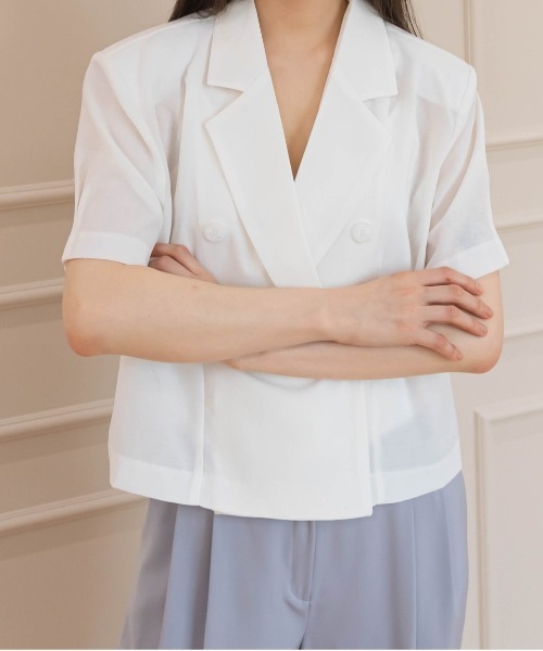 セール ショートクロップド半袖ジャケット テーラードジャケット Une Mansion ユヌマンション のファッション通販 Zozotown