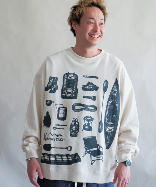 MANASTASH(マナスタッシュ)の「MANASTASH/マナスタッシュ CAMPER'S SWEAT SHIRTS キャンパーズスウェットシャツ 7113105(スウェット・メンズ・ナチュラル/オレンジ系1・MEDIUM/LARGE)」の2枚目の写真