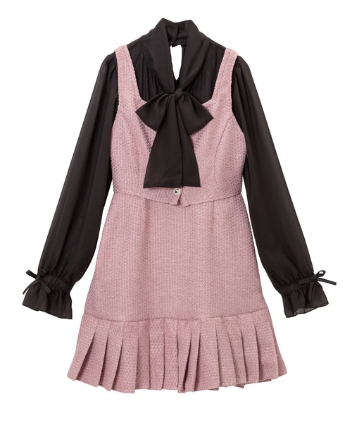 ドッキング風ツイードボウタイワンピース ワンピース Dearmylove ディアマイラブ のファッション通販 Zozotown