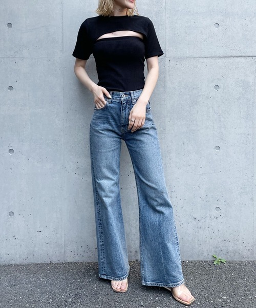 SPIRALGIRL（スパイラルガール）の「バストオープンリブトップス（Tシャツ/カットソー・レディース・ブラック/ベージュ/ブラウン・FREE）」の11枚目の写真