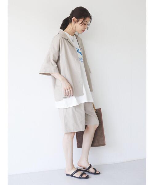 Sugar spoon（シュガースプーン）の「・SUGAR SPOON リネン開襟シャツ＊（シャツ/ブラウス・レディース・ベージュ/サックスブルー/ネイビー/チャコールグレー・FREE）」の12枚目の写真