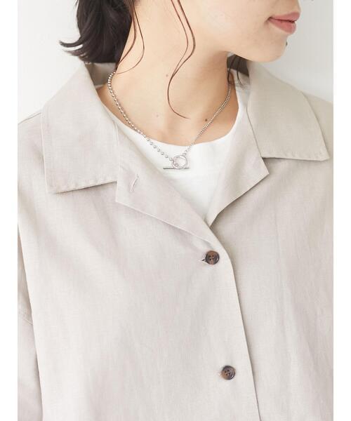 Sugar spoon（シュガースプーン）の「・SUGAR SPOON リネン開襟シャツ＊（シャツ/ブラウス・レディース・ベージュ/サックスブルー/ネイビー/チャコールグレー・FREE）」の16枚目の写真