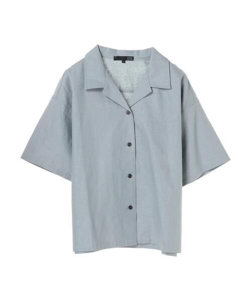 Sugar spoon（シュガースプーン）の「・SUGAR SPOON リネン開襟シャツ＊（シャツ/ブラウス・レディース・ベージュ/サックスブルー/ネイビー/チャコールグレー・FREE）」の4枚目の写真