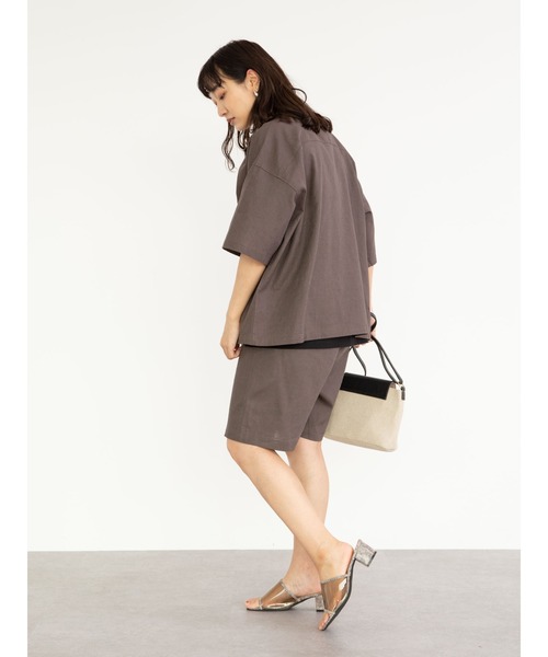 Sugar spoon（シュガースプーン）の「・SUGAR SPOON リネン開襟シャツ＊（シャツ/ブラウス・レディース・ベージュ/サックスブルー/ネイビー/チャコールグレー・FREE）」の5枚目の写真