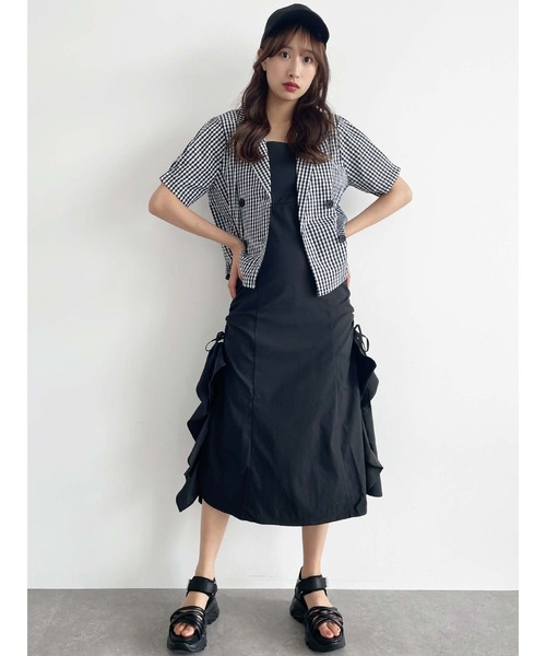 Honey Salon(ハニーサロン)の「シャーリングフリルキャミワンピース(ワンピース・レディース・ブラック・FREE)」の7枚目の写真