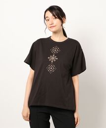 Samansa Mos2 | 刺繍Tシャツ(Tシャツ/カットソー)