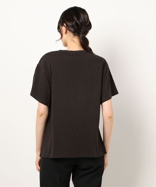 Samansa Mos2（サマンサ モスモス）の「刺繍Tシャツ（Tシャツ/カットソー・レディース・ベージュ/ブラック/キナリ・ﾌﾘ-）」の5枚目の写真