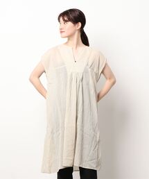 Samansa Mos2 blue | キーネックタックチュニック(シャツ/ブラウス)