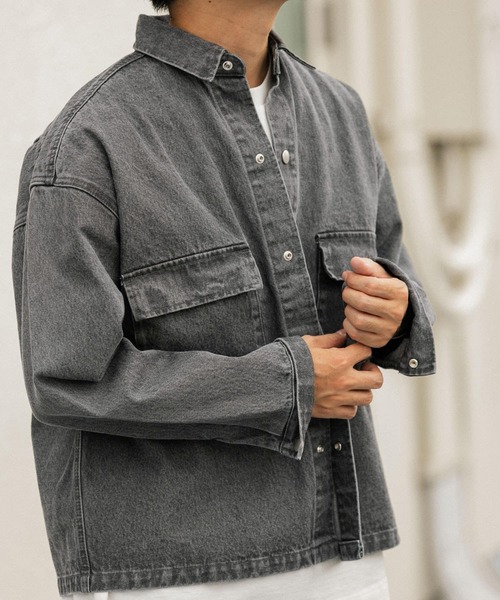 ITEMS URBANRESEARCH（アイテムズ アーバンリサーチ）の「ヘビーオンスデニム CPOジャケット（デニムジャケット・メンズ・ブラック/グレー/オフホワイト・MEDIUM/LARGE）」の22枚目の写真