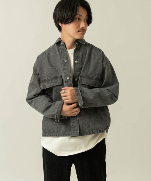 ITEMS URBANRESEARCH（アイテムズ アーバンリサーチ）の「ヘビーオンスデニム CPOジャケット（デニムジャケット・メンズ・ブラック/グレー/オフホワイト・MEDIUM/LARGE）」の12枚目の写真