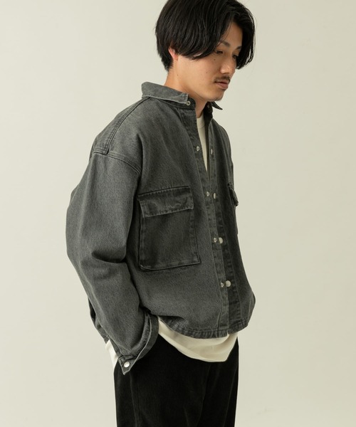 ITEMS URBANRESEARCH（アイテムズ アーバンリサーチ）の「ヘビーオンスデニム CPOジャケット（デニムジャケット・メンズ・ブラック/グレー/オフホワイト・MEDIUM/LARGE）」の10枚目の写真