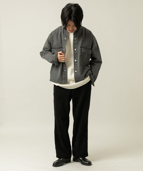 ITEMS URBANRESEARCH（アイテムズ アーバンリサーチ）の「ヘビーオンスデニム CPOジャケット（デニムジャケット・メンズ・ブラック/グレー/オフホワイト・MEDIUM/LARGE）」の6枚目の写真