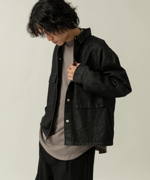 ITEMS URBANRESEARCH（アイテムズ アーバンリサーチ）の「ヘビーオンスデニム CPOジャケット（デニムジャケット・メンズ・ブラック/グレー/オフホワイト・MEDIUM/LARGE）」の16枚目の写真