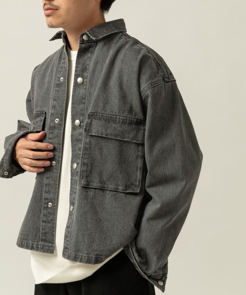 ITEMS URBANRESEARCH（アイテムズ アーバンリサーチ）の「ヘビーオンスデニム CPOジャケット（デニムジャケット・メンズ・ブラック/グレー/オフホワイト・MEDIUM/LARGE）」の3枚目の写真