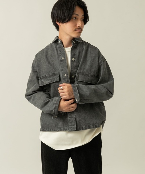 ITEMS URBANRESEARCH（アイテムズ アーバンリサーチ）の「ヘビーオンスデニム CPOジャケット（デニムジャケット・メンズ・ブラック/グレー/オフホワイト・MEDIUM/LARGE）」の19枚目の写真