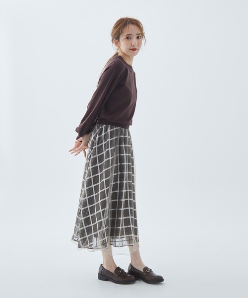 Fabulous Angela（ファビュラスアンジェラ）の「シアーチェックドッキングワンピース（ワンピース・レディース・グレー/ブラック/ブラウン・FREE）」の20枚目の写真