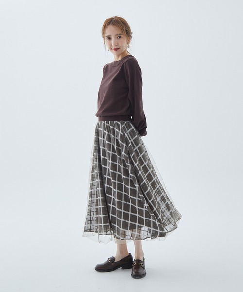 Fabulous Angela（ファビュラスアンジェラ）の「シアーチェックドッキングワンピース（ワンピース・レディース・グレー/ブラック/ブラウン・FREE）」の21枚目の写真